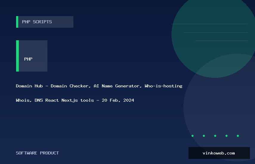 Domain Hub - Domain Checker, AI Name Generator, Who-is-hosting, Whois, DNS React Nextjs tools - 20 Feb. 2024