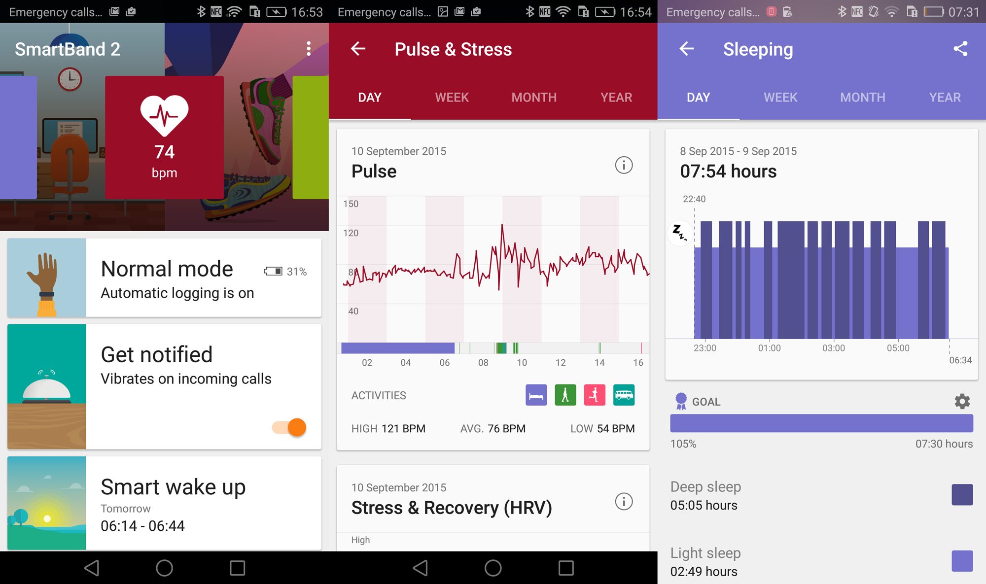 Sony SmartBand 2 review: Android app (left) and Sony LIfelog app (right)