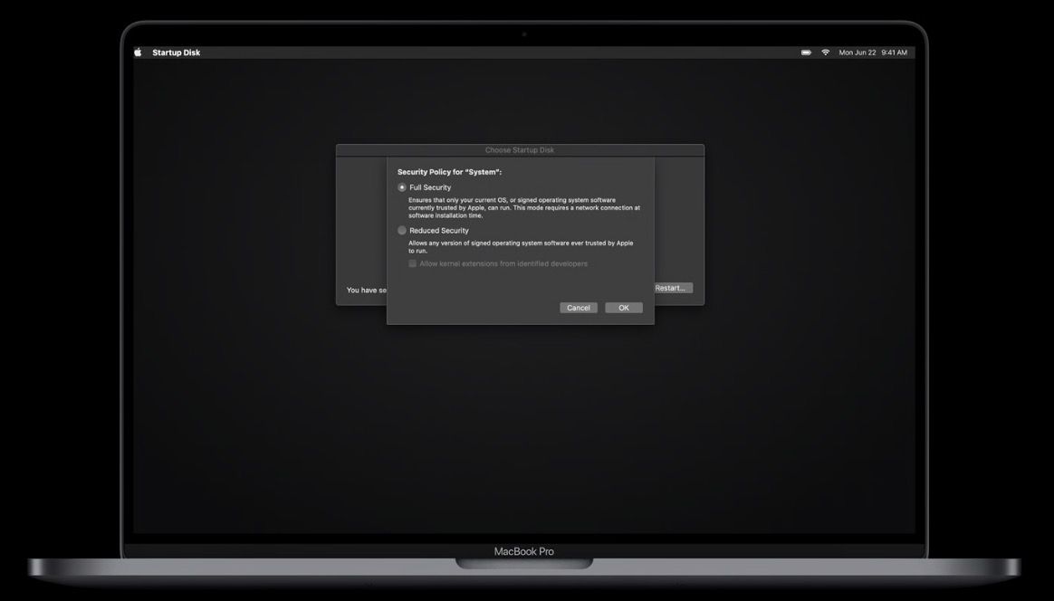 apple silicon mac startup security screen