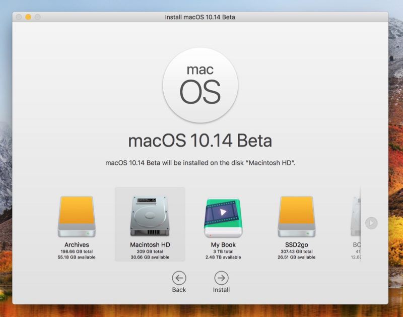 mojave beta install screen 1
