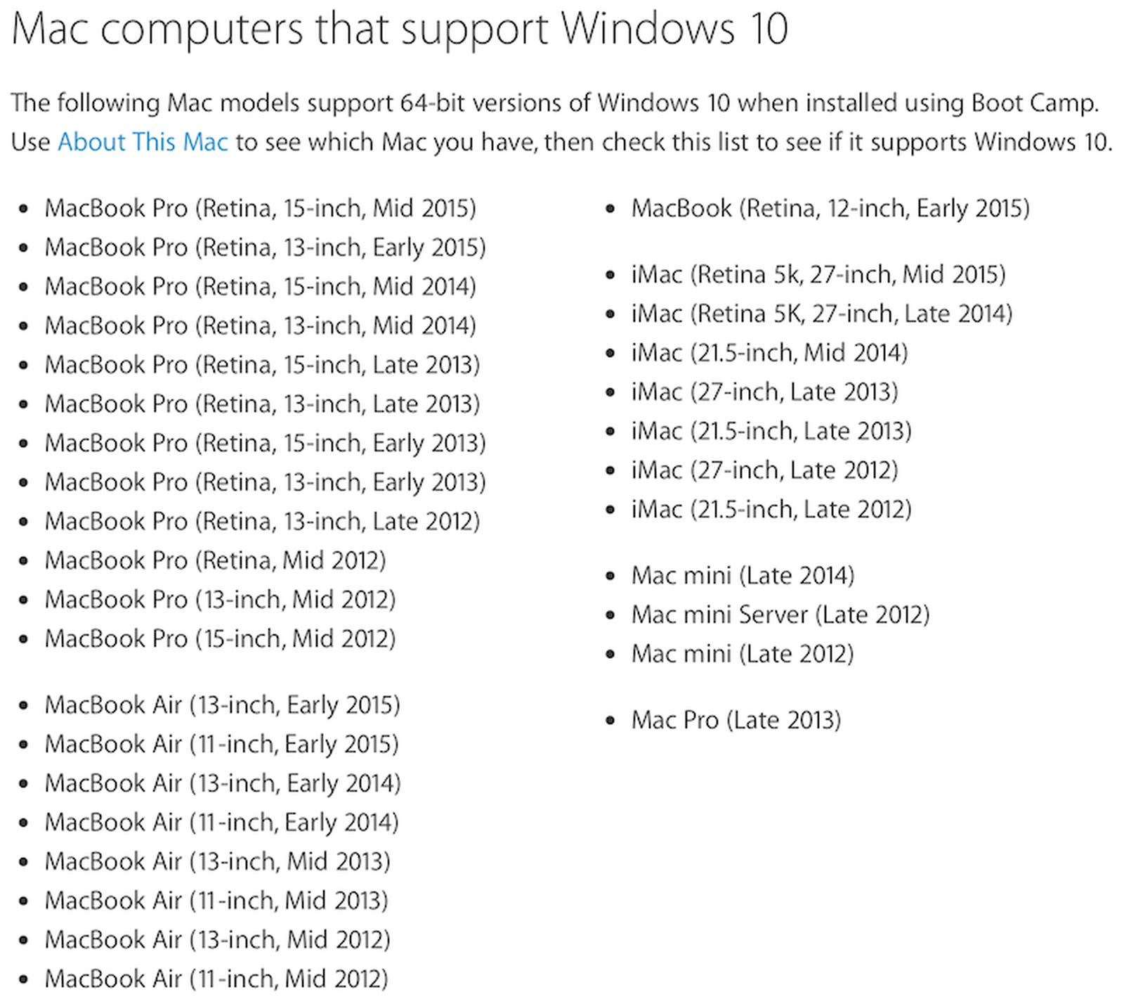 Apple Updates Boot Camp With Windows 10 Support